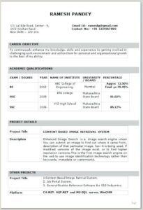 Best resume format for freshers in India with clean and professional layout